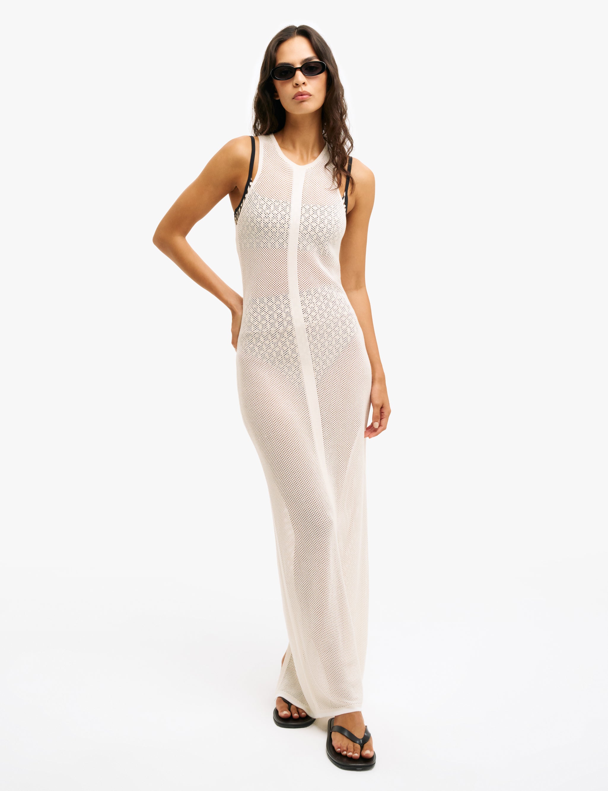Women's Mesh Dress in Ivory | VAARA Women's Mesh Dress in Ivory | VAARA