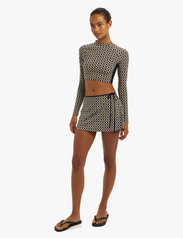 Nia Monogram Wrap Swim Skirt 1