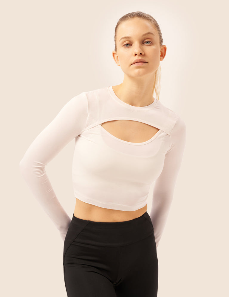 Women's Long Sleeve Performance T-shirt In Ivory | VAARA